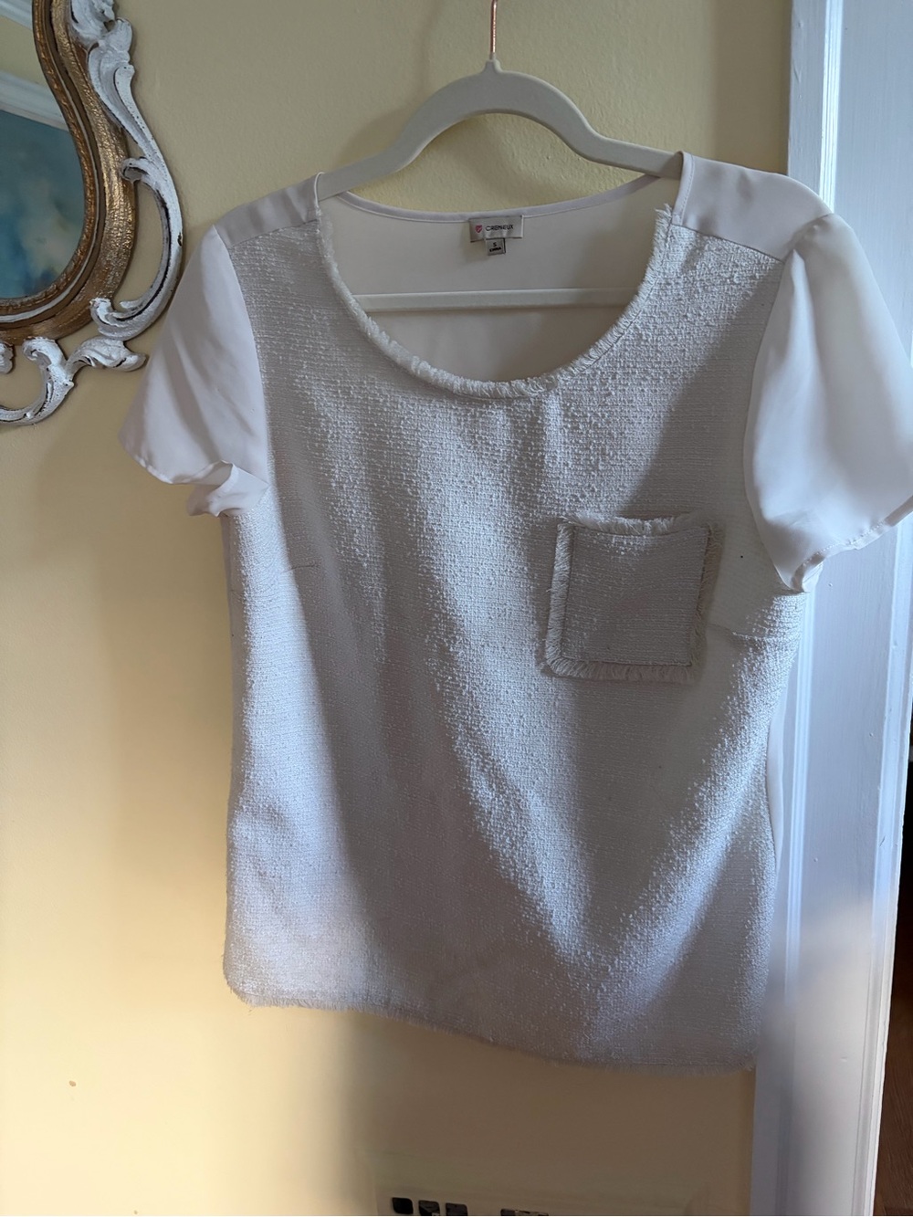 Daniel Cremieux White Textured Short Sleeve Pocket Tee